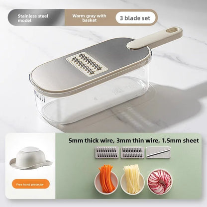 Household kitchen multi-functional slicing and shearing integrated vegetable cutting artifact