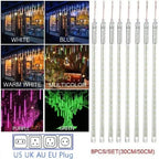 Waterproof Meteor Shower LED String Lights – Outdoor Decor