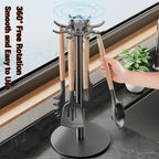 Kitchen Utensil Stand Rotating Storage Hanger with 8 Hooks Countertop Organizer