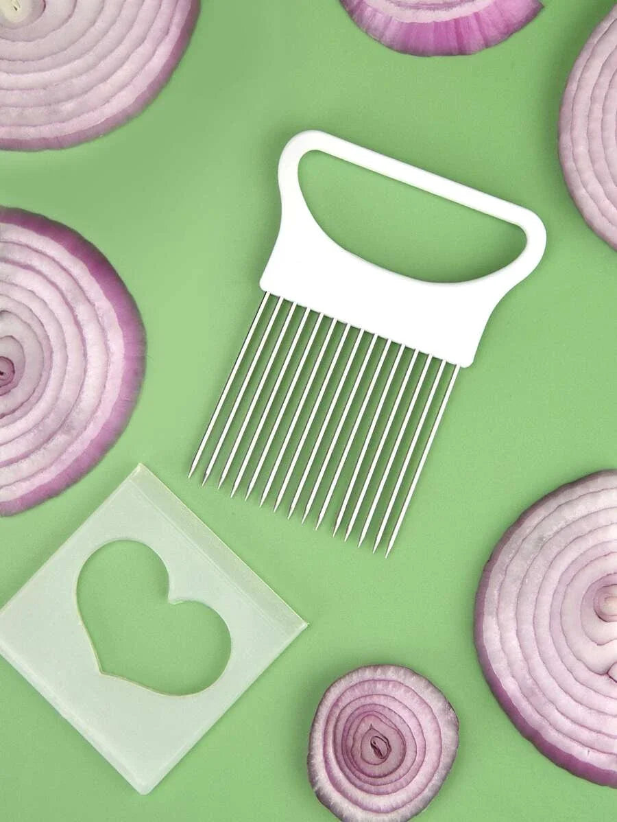Stainless Steel Onion Slicer & Holder – Safe Kitchen Tool