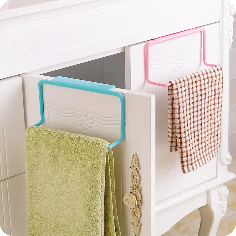 Kitchen Bathroom Single Towel Rack Plastic Debris Rag Hanger Bathroom Towel Rack Towel Bar Cabinet Door  Kitchen Accessories