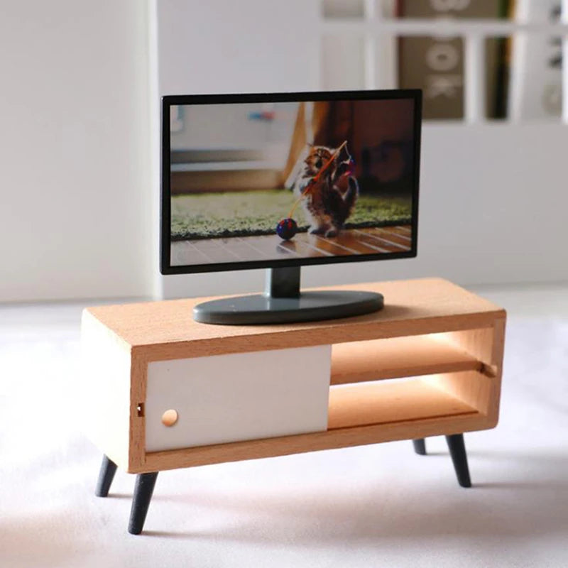 Simulation Miniature Furniture Dollhouse Living Room TV Decoration Kid Gift