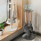 Kitchen Utensil Stand Rotating Storage Hanger with 8 Hooks Countertop Organizer