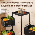 Rotating Kitchen Rack Multi-layer Fruit Vegetable Storage Rack with Wheels