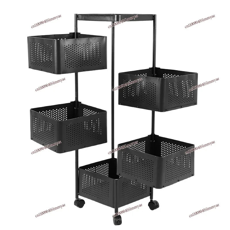 Rotating Kitchen Rack Multi-layer Fruit Vegetable Storage Rack with Wheels