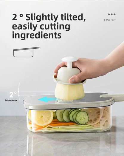 Household kitchen multi-functional slicing and shearing integrated vegetable cutting artifact